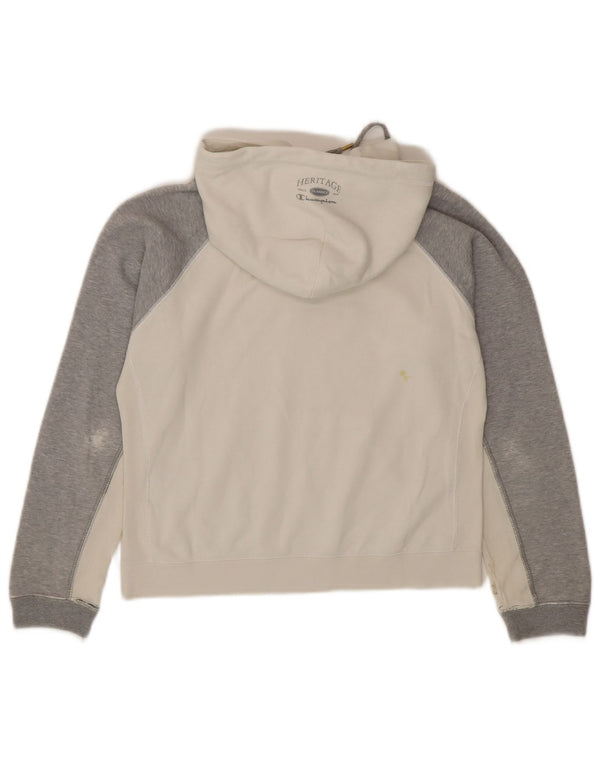 Jumper feminino Champion com capuz gráfico Heritage UK 10 pequeno branco
