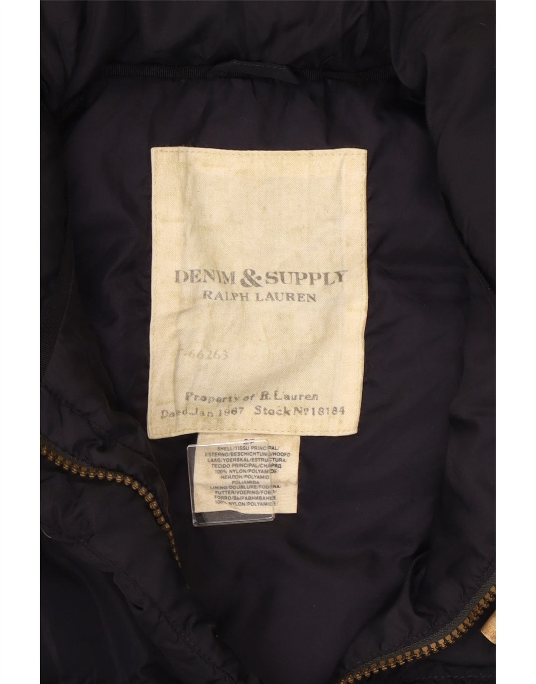 Colete acolchoado feminino Ralph Lauren UK 10 pequeno azul marinho nylon