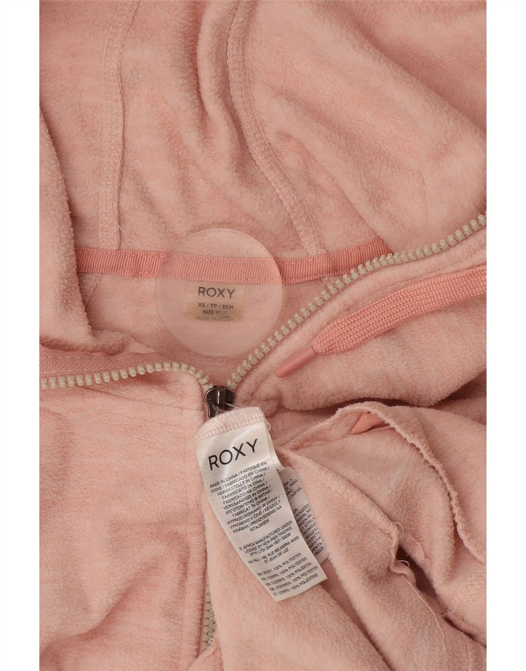 Jaqueta de lã com capuz feminino ROXY UK 6 XS poliéster manchado rosa