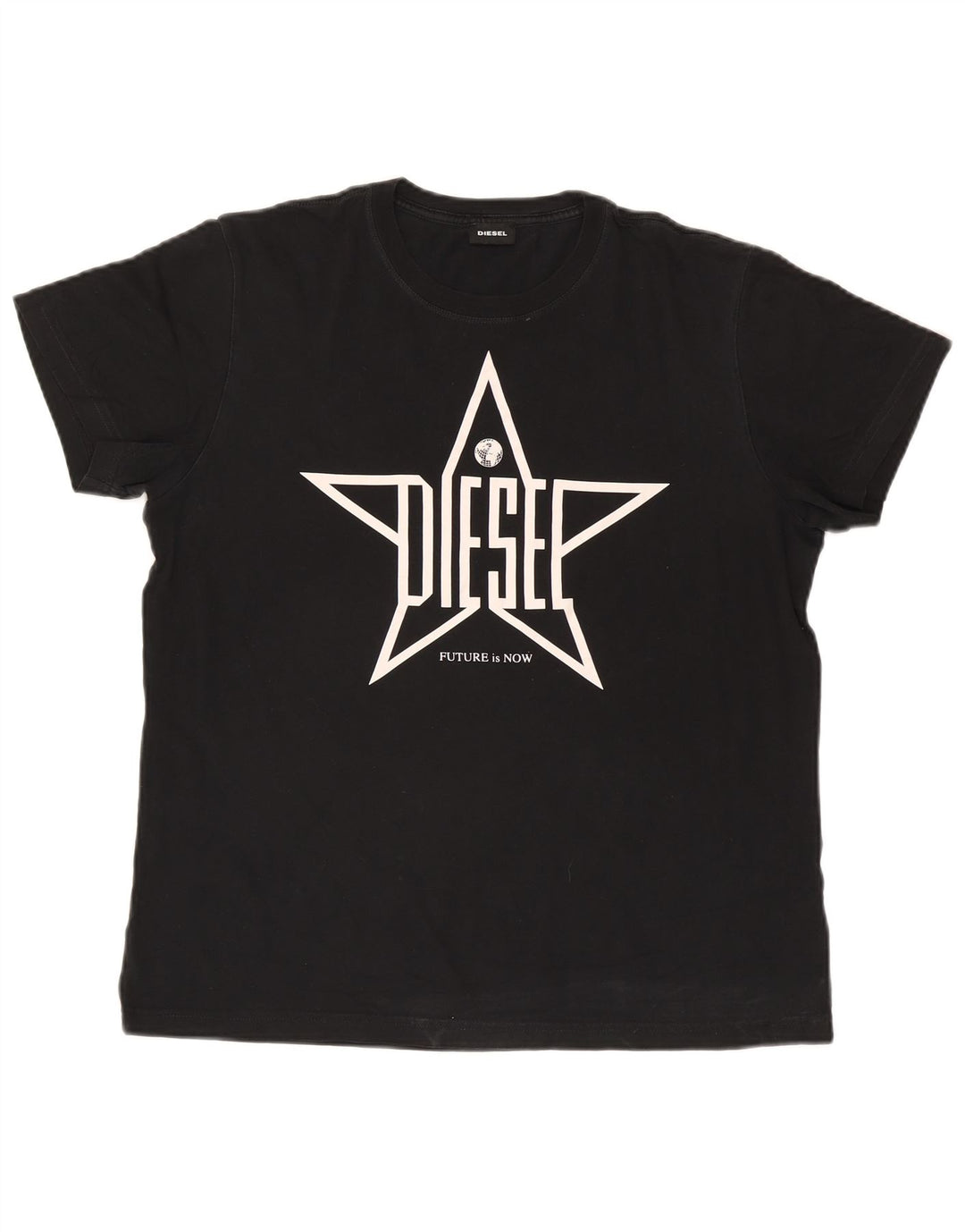 Diesel Camiseta masculina gráfica Top grande de algodão preto