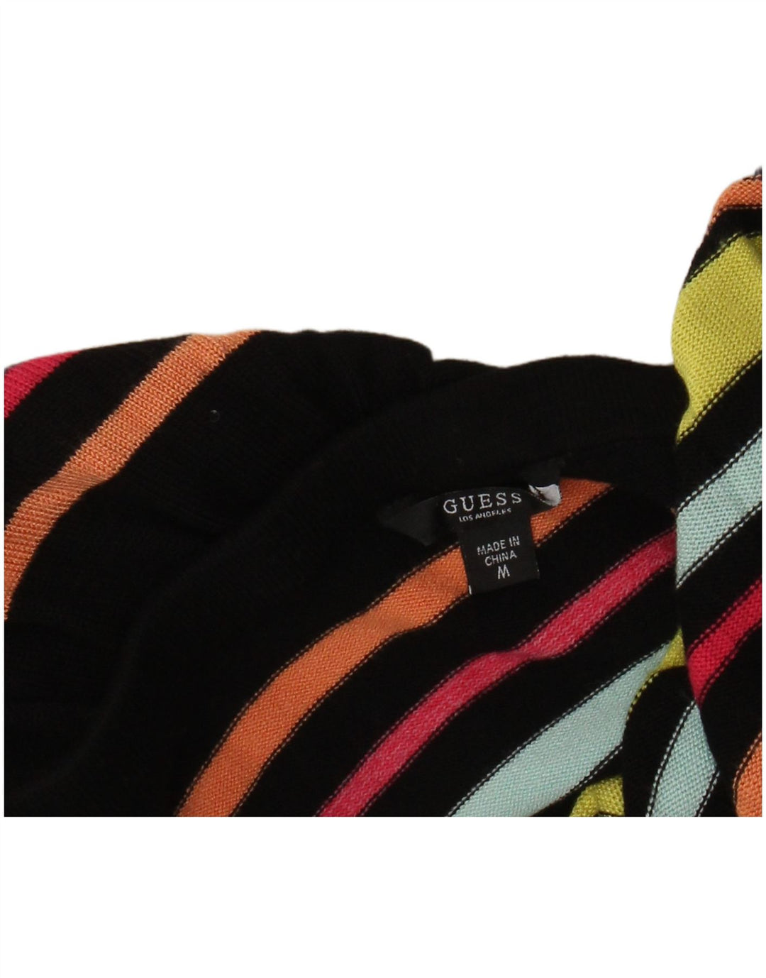 Top feminino GUESS sem ombro UK 12 médio listrado multicolorido