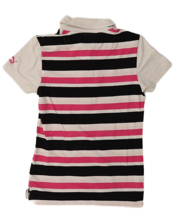 Camisa polo feminina Puma UK 10 pequena listrada multicolorida