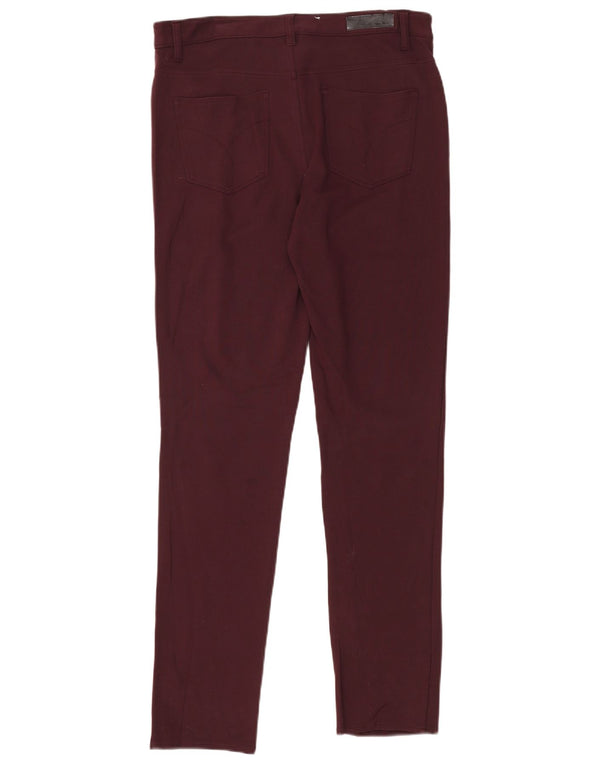 CALVIN KLEIN Womens High Waist Casual Trousers US 14 XL W34 L34 Burgundy