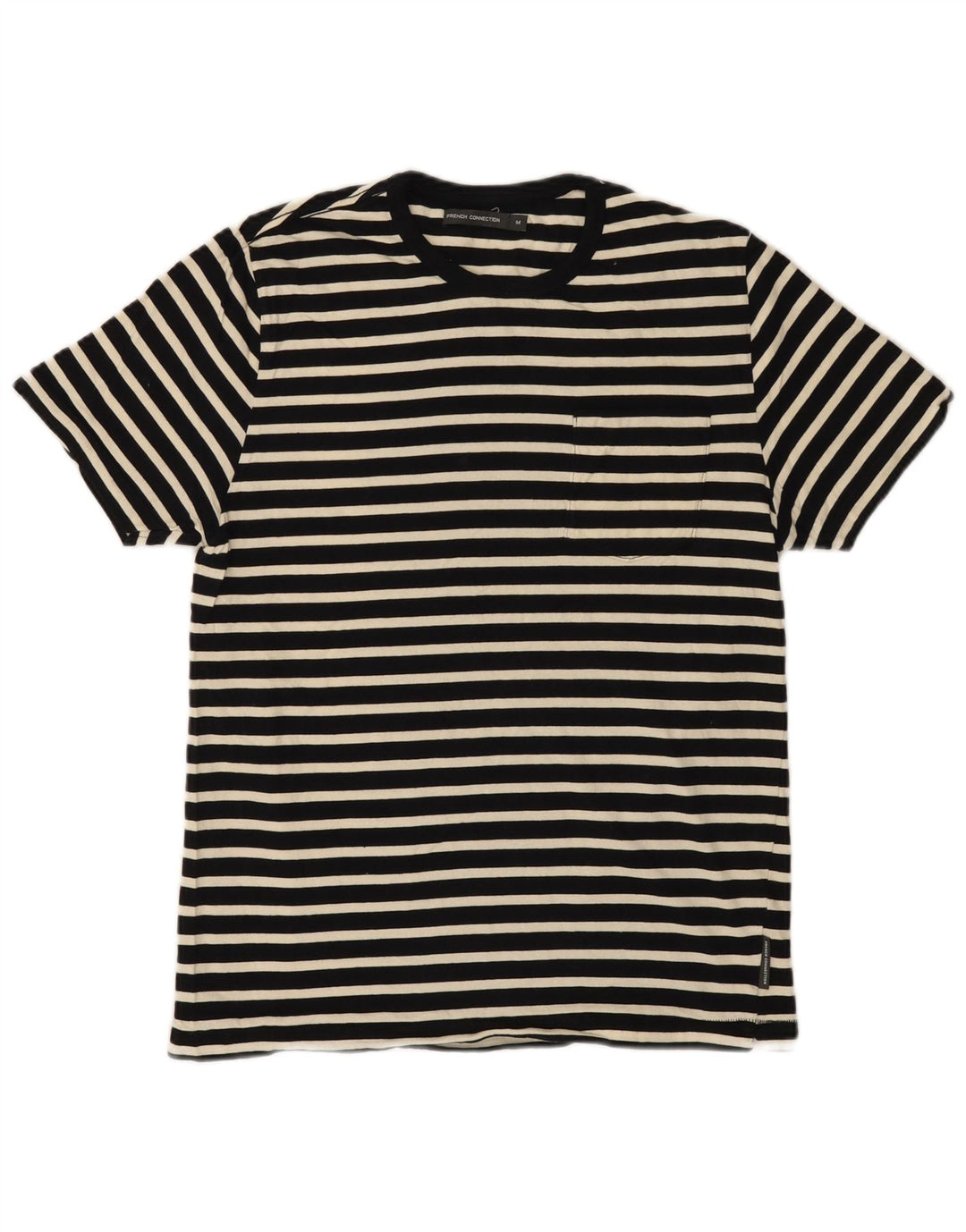Camiseta masculina French Connection Top médio algodão listrado preto