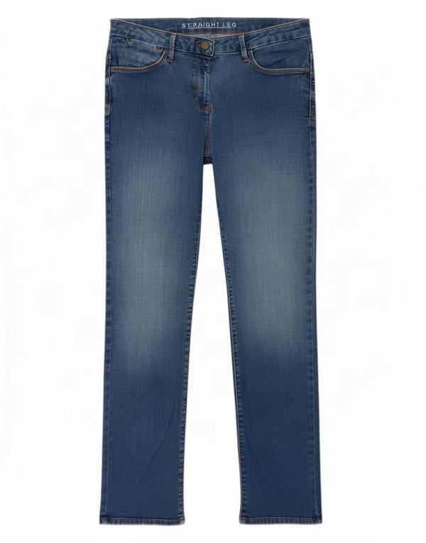 Jeans retos femininos Marks & Spencer Reino Unido 14 grande W32 L29 algodão azul