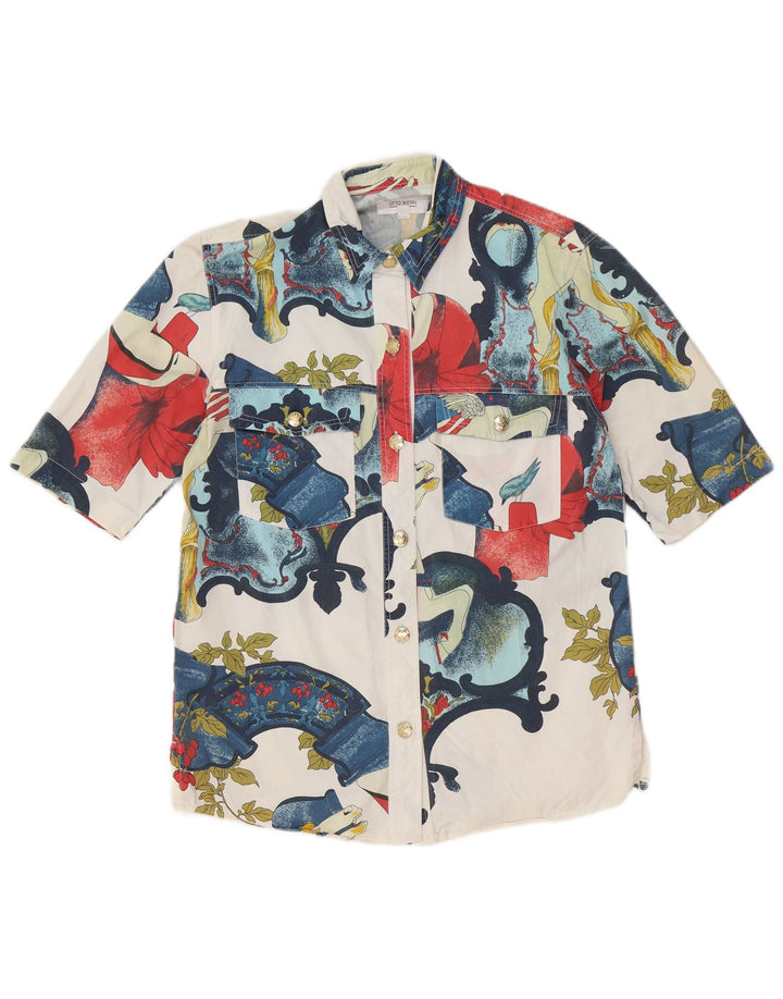 Otto Kern feminino UK 12 algodão floral branco médio