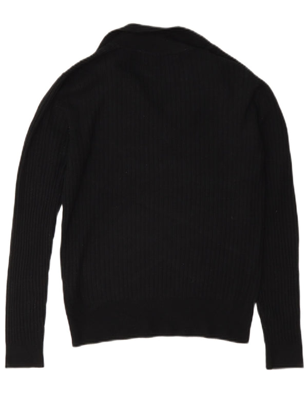 Suéter feminino Marks & Spencer com gola polo e viscose preta pequena Reino Unido 8