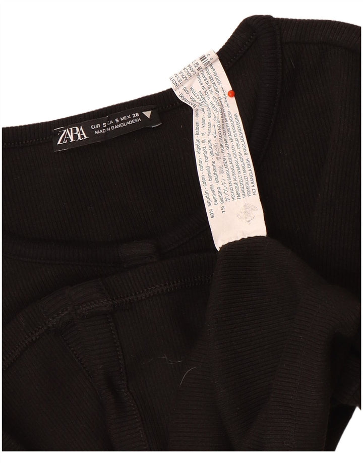 Zara Womens Crop Cardigan Top Reino Unido 8 Pequeno Preto