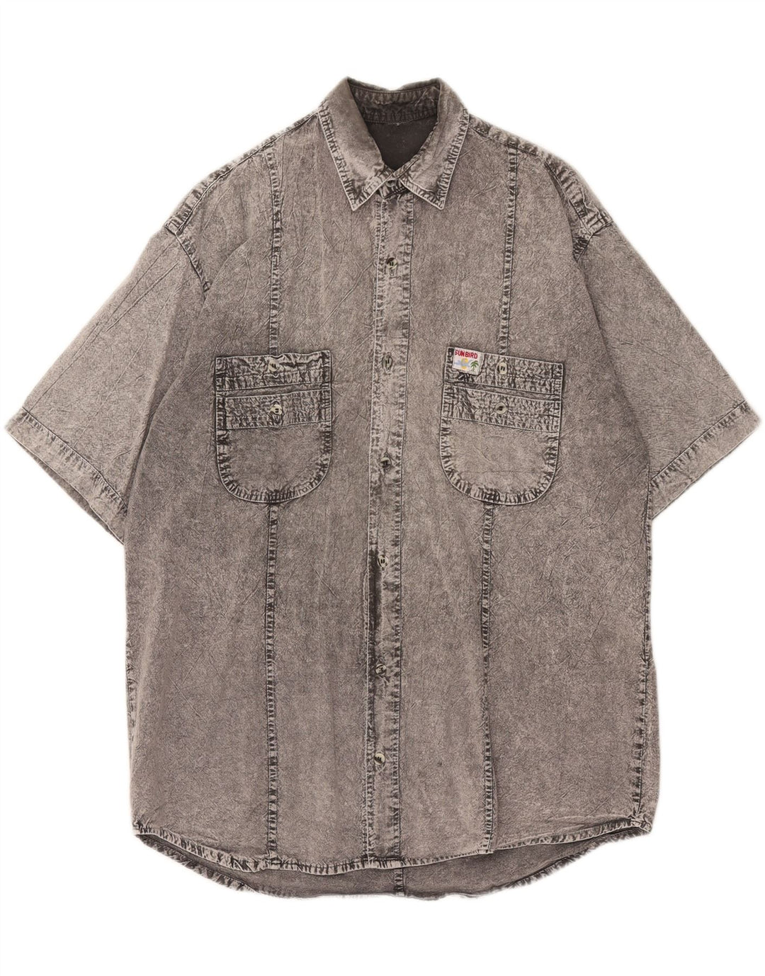 Camisa jeans masculina VINTAGE grande cinza