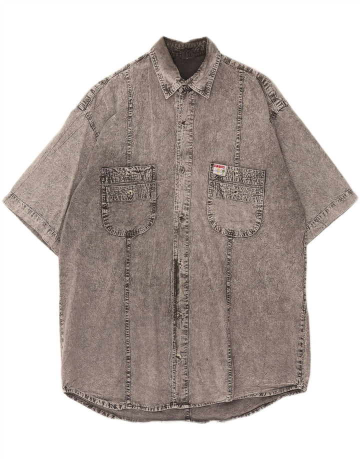 Camisa jeans masculina VINTAGE grande cinza
