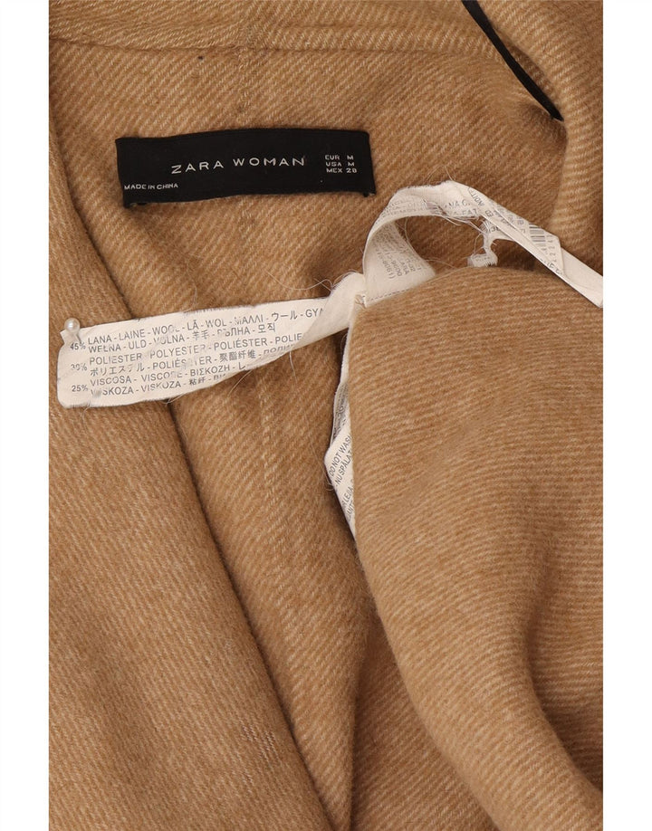 Sobretudo feminino Zara Oversized UK 14 lã bege médio