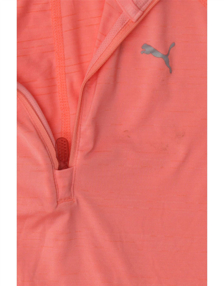 PUMA Feminino Zip Neck Top Manga Longa UK 8 Pequeno Poliéster Rosa
