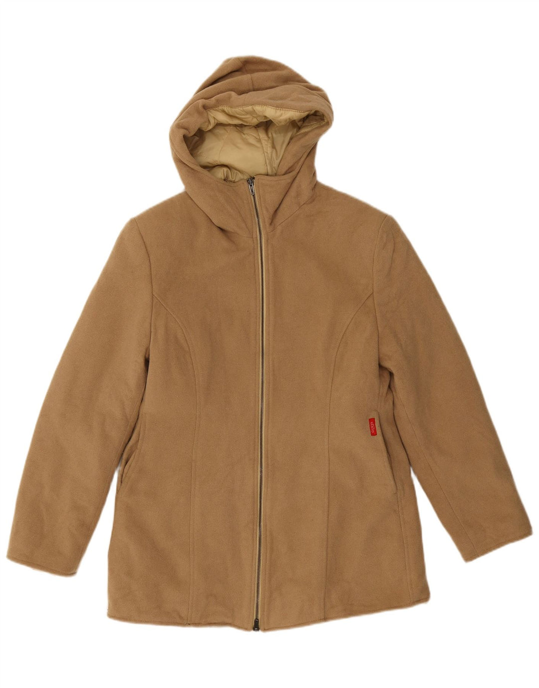 Guess Jaqueta Parka Feminina com Capuz Reino Unido 14 Grande Nylon Bege