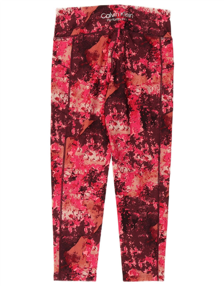 Leggings femininas CALVIN KLEIN com padrão abstrato Reino Unido 14 grande Borgonha Nylon