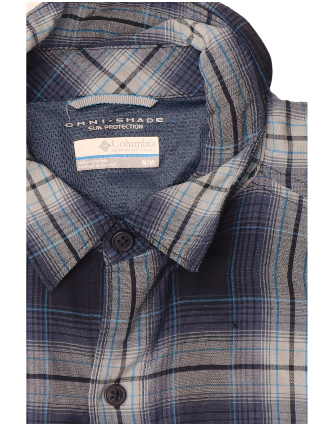 Camisa masculina Columbia Omni-Shade média xadrez azul marinho