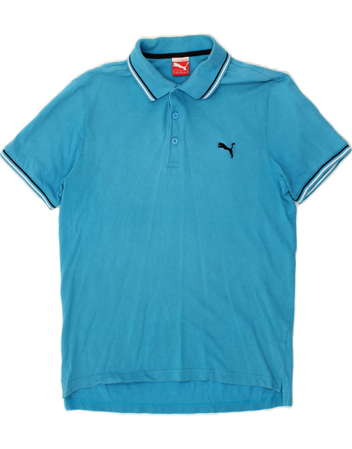 PUMA Mens Polo Shirt Medium Blue Cotton Vintage Puma and Second-Hand Puma from Messina Hembry 