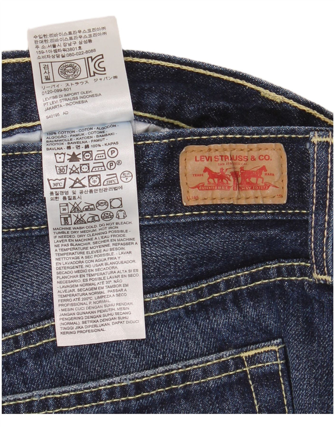 Shorts jeans feminino Levi's US 10 grande W34 algodão azul marinho