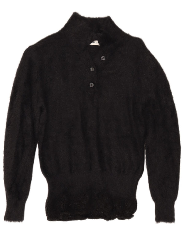 ZARA Womens Polo Neck Jumper Sweater UK 14 Medium Black