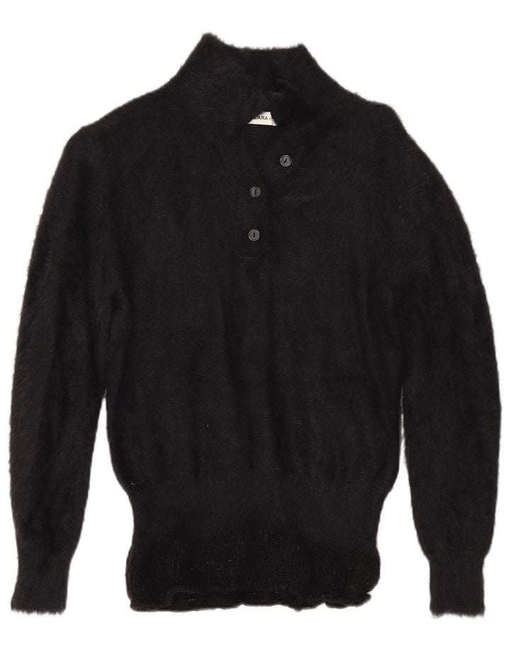 Suéter feminino ZARA com gola polo, Reino Unido 14 médio preto