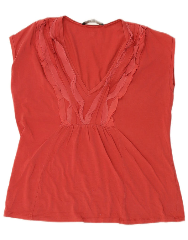 Max Mara Top feminino sem mangas para fim de semana Reino Unido 14 grande algodão vermelho