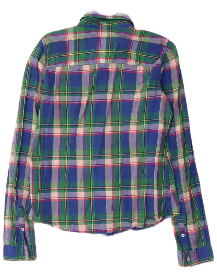 Camisa feminina Hollister UK 12 algodão xadrez médio multicolorido