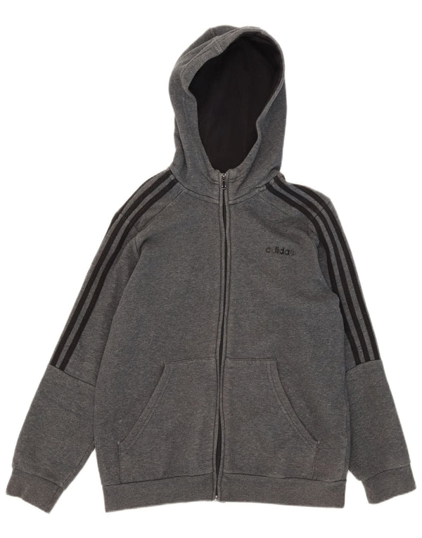 Suéter Adidas Boys Zip com capuz 13-14 anos cinza algodão