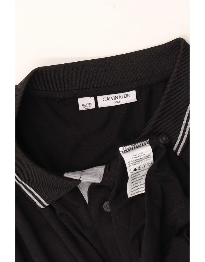 Camisa polo masculina Calvin Klein 2XL poliéster listrado preto