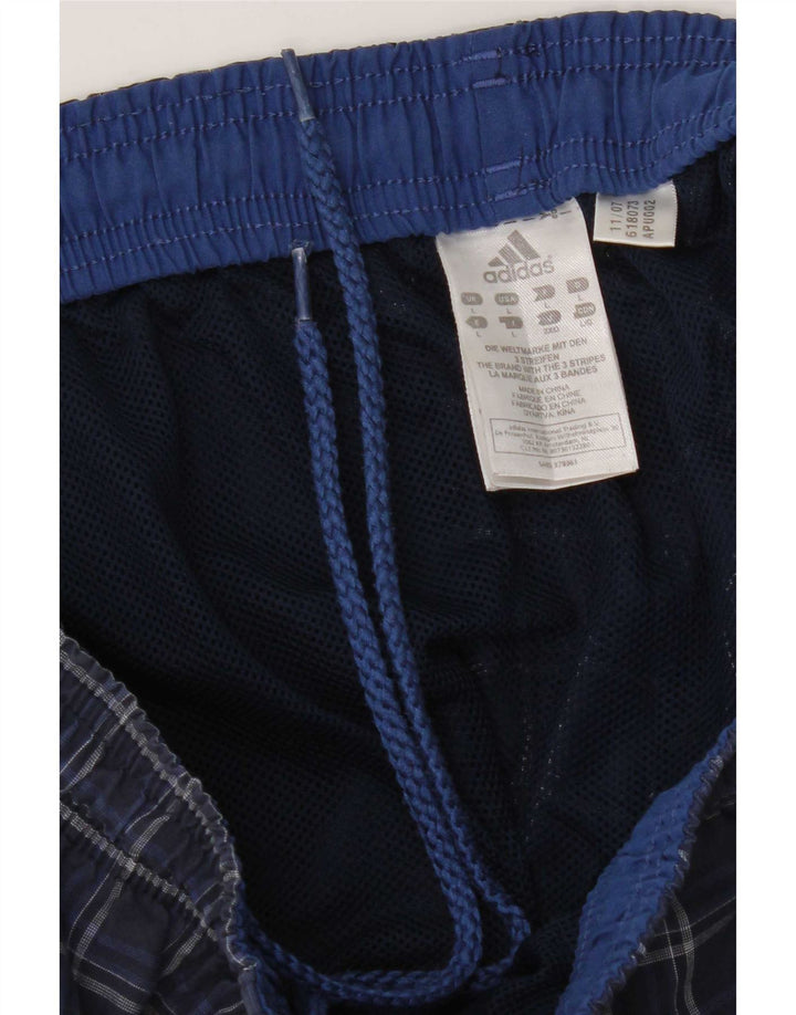 Shorts de natação masculino Adidas grande poliéster xadrez azul marinho