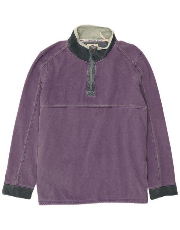 Fat Face Mens Zip Neck Moletom Jumper 4XL Roxo Colourblock Algodão