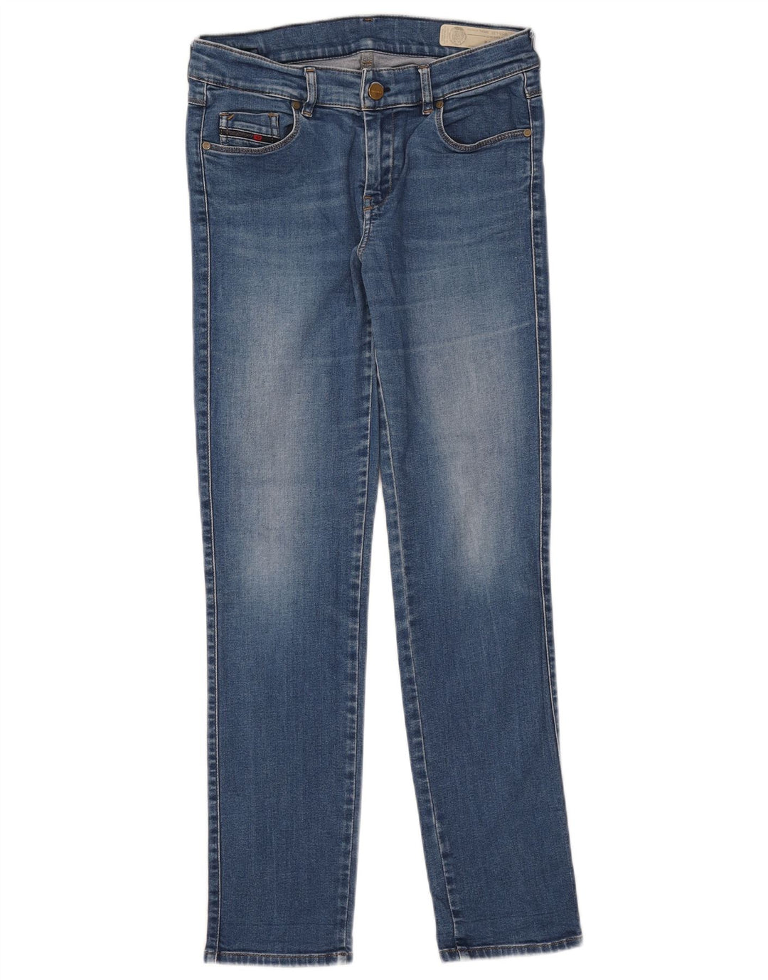 Diesel feminino Sandy Regular Slim Straight Jeans W28 L29 Azul Algodão