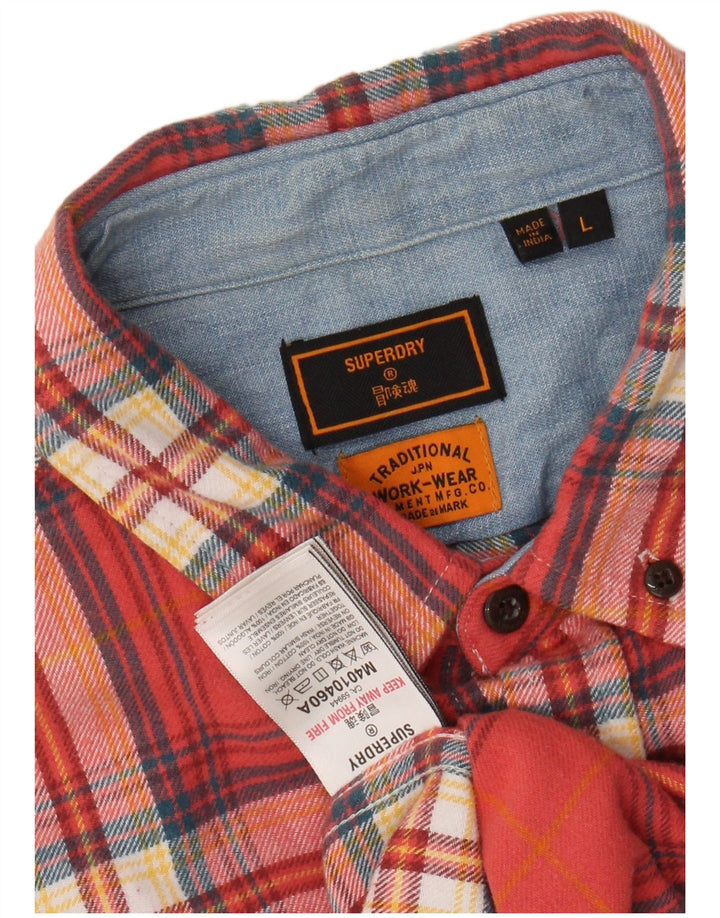 Camisa masculina de flanela Superdry grande algodão xadrez vermelho