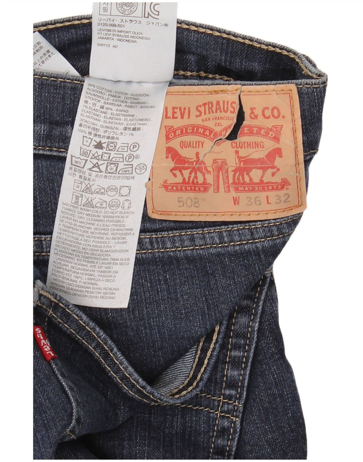 Levi's Masculino 508 Slim Jeans W36 L32 Azul Marinho Algodão