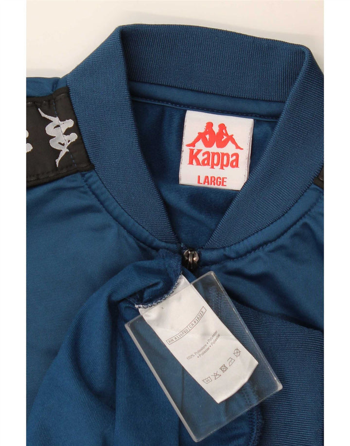 Jaqueta Kappa masculina com agasalho gráfico grande bloco colorido azul marinho