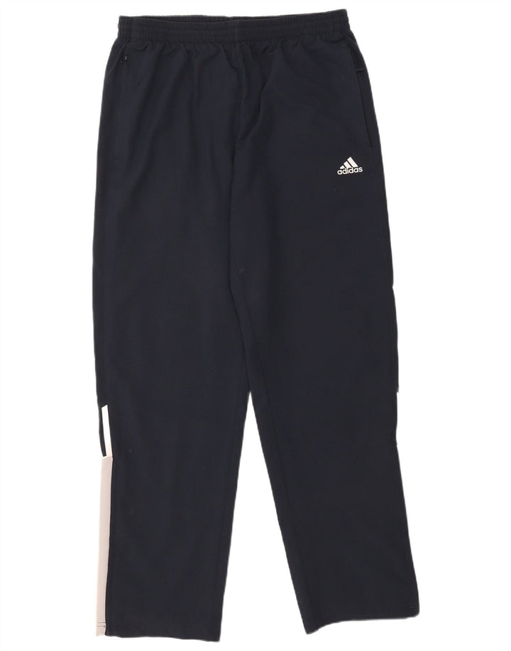 Calça de treino masculina Adidas grande azul marinho colorblock poliéster