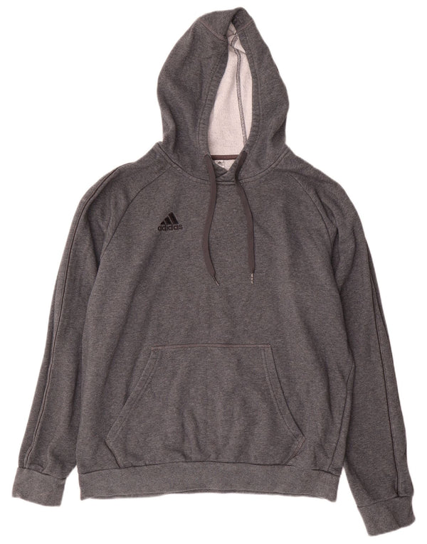 Adidas Mens Hoodie Jumper Grande Algodão Cinza