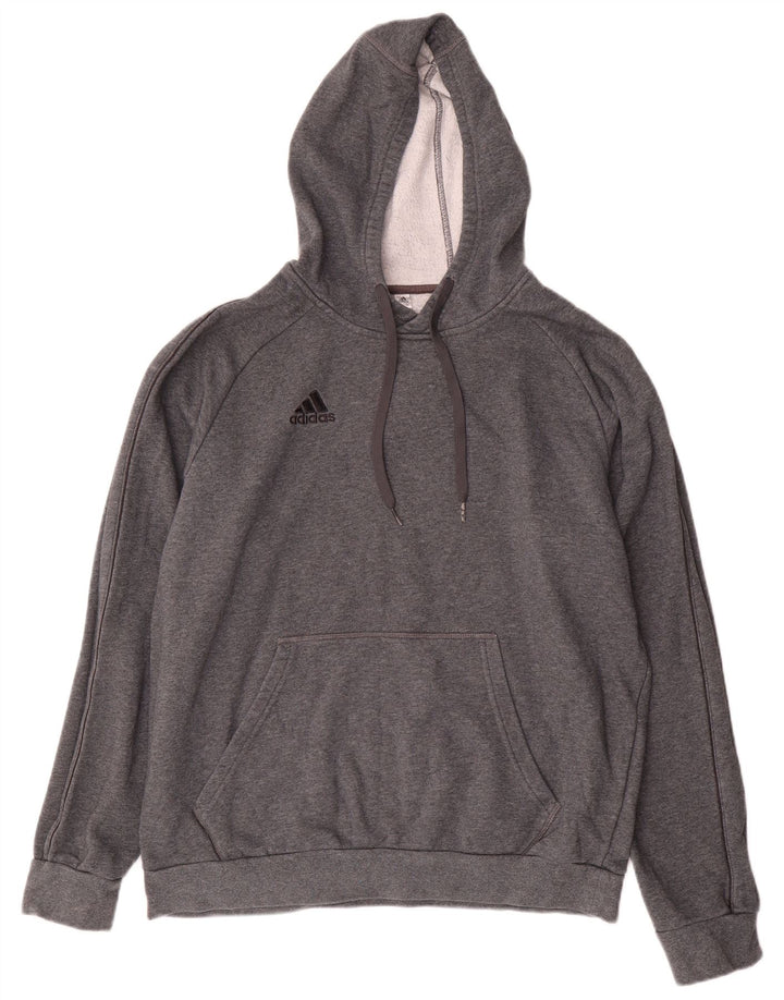 Adidas Mens Hoodie Jumper Grande Algodão Cinza