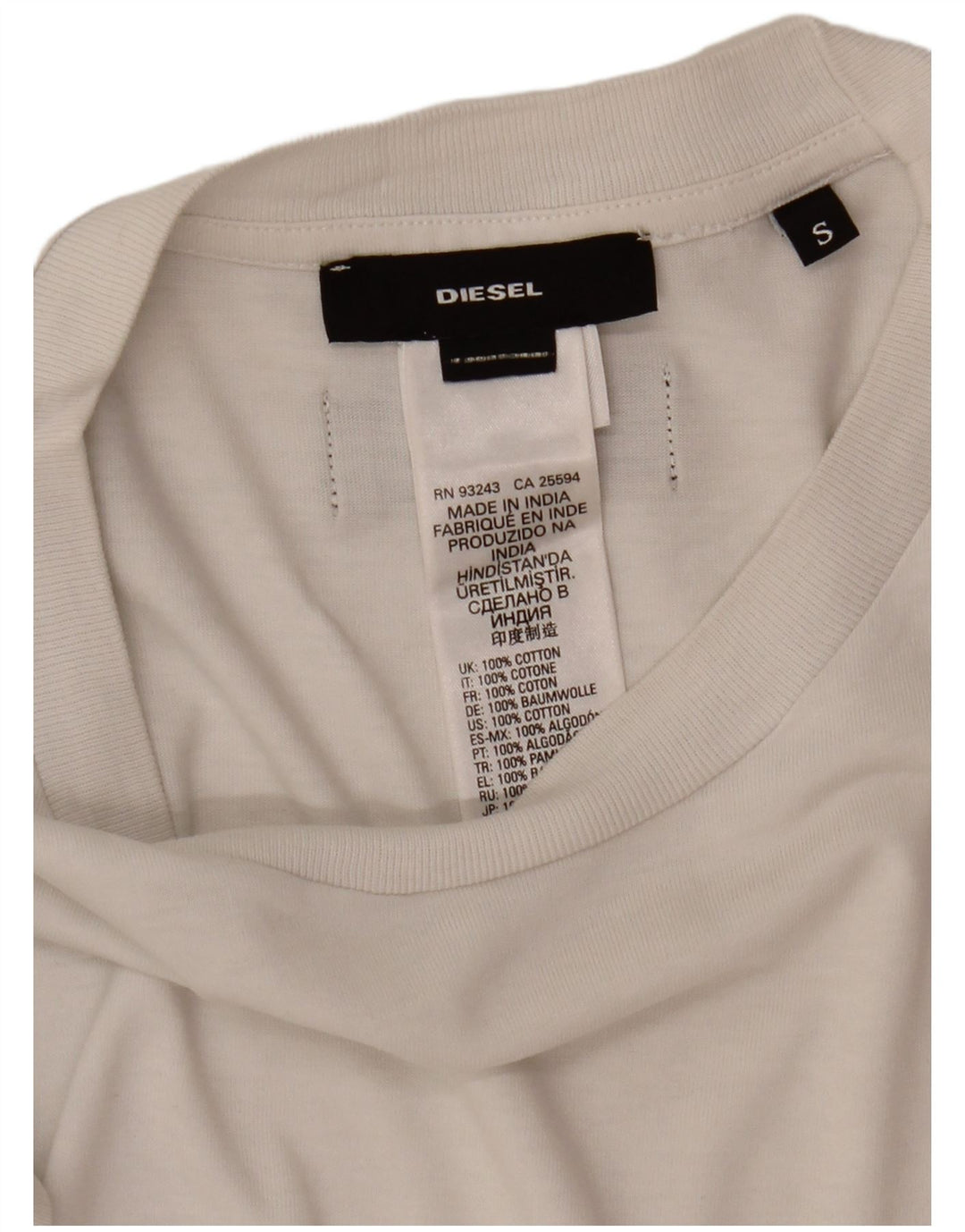 Camiseta masculina Diesel Top pequeno algodão branco