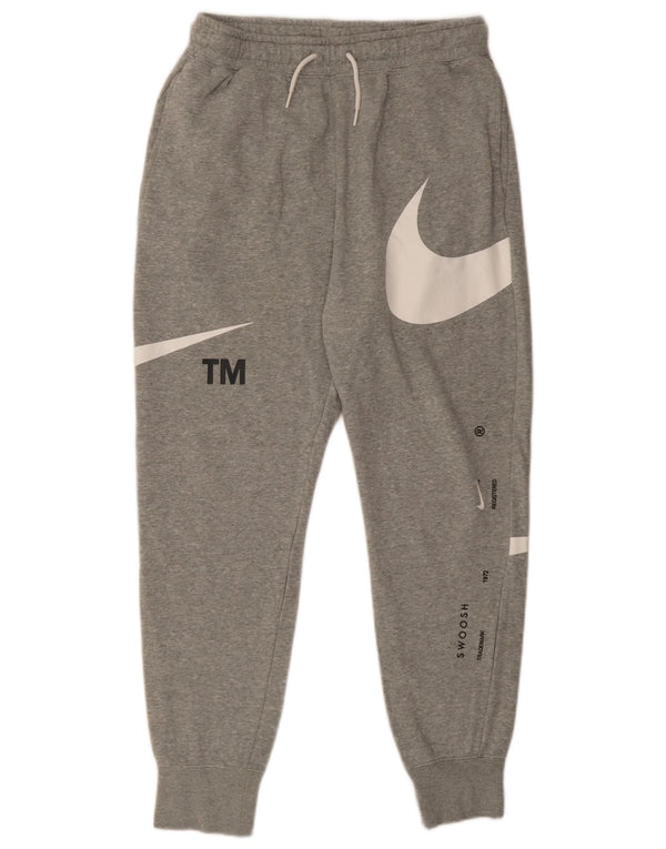 Calça esportiva masculina Nike Swoosh Graphic Joggers de algodão cinza médio