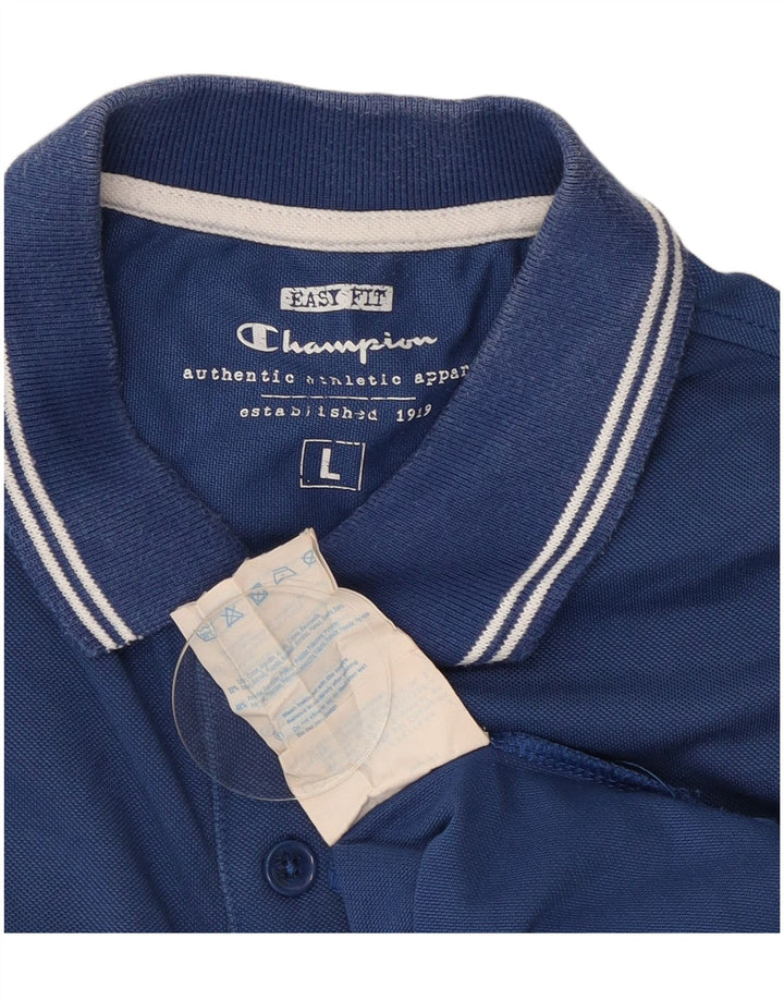 Camisa polo masculina Champion Easy Fit grande algodão azul