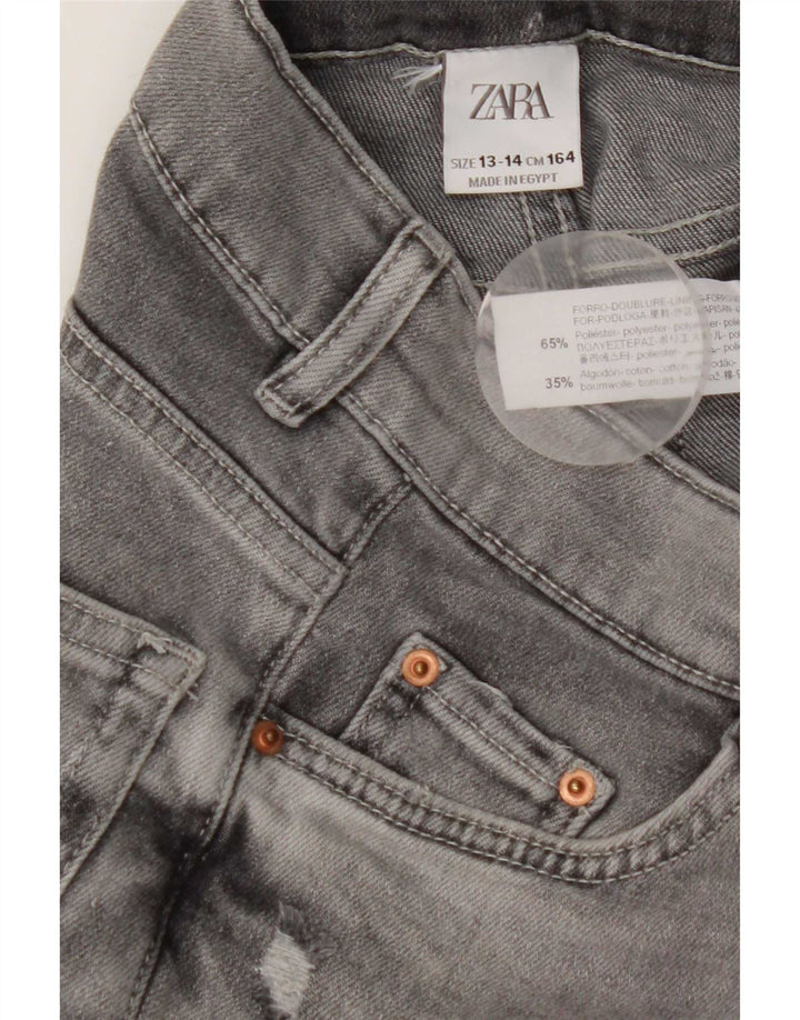 Shorts jeans desgastados Zara Boys 13-14 anos W26 cinza poliéster