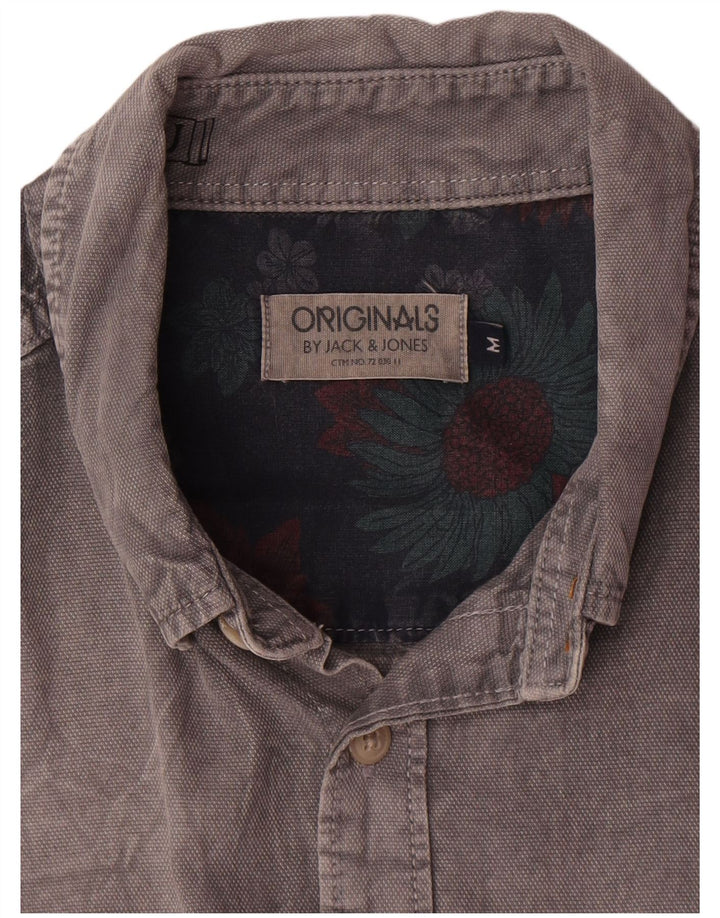 Camisa masculina Jack & Jones algodão cinza médio
