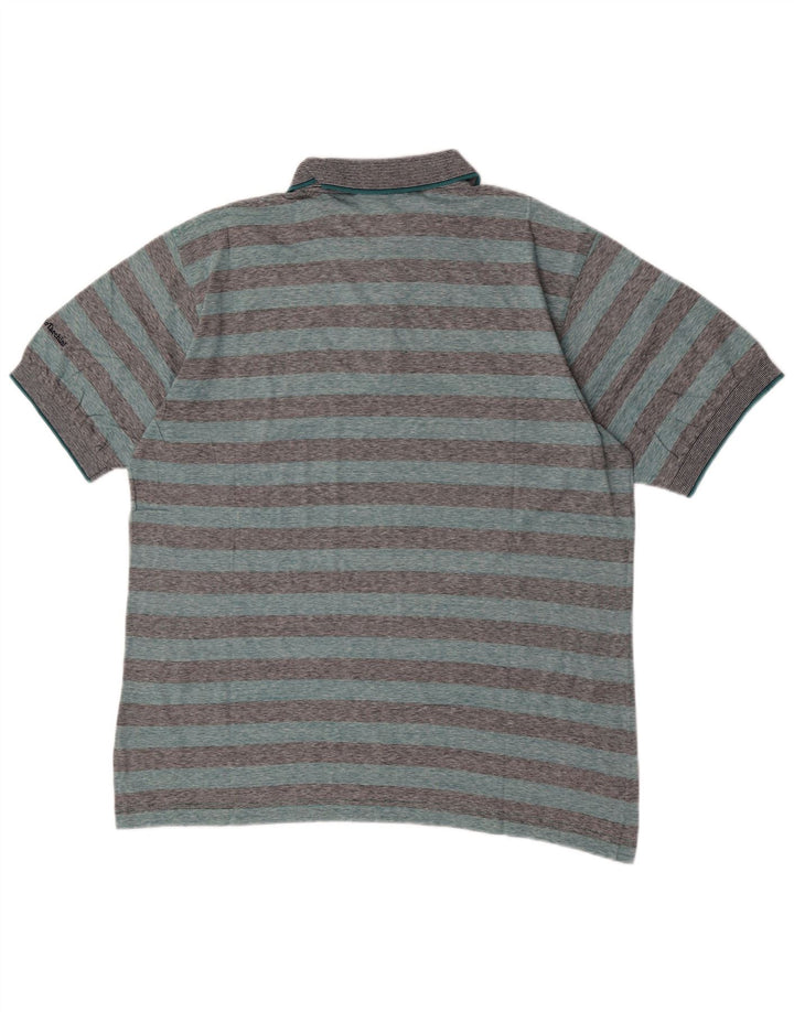 Camisa pólo masculina Sergio Tacchini grande algodão listrado azul
