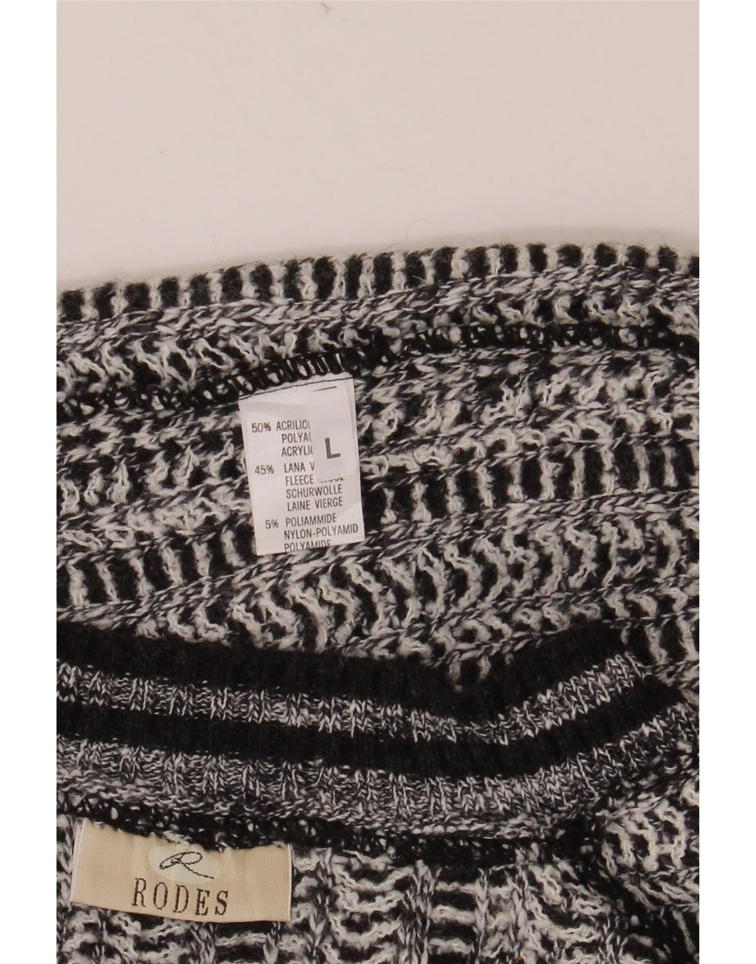 Suéter masculino RODES com decote em V grande acrílico listrado cinza