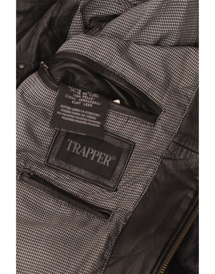 Jaqueta de couro masculina Trapper IT 50 grande couro preto
