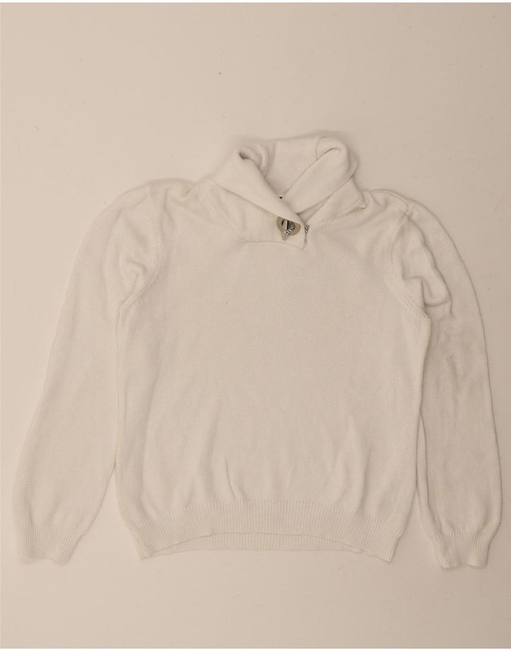 RALPH LAUREN Womens Shawl Neck Jumper Sweater UK 18 XL White Cotton Vintage Ralph Lauren and Second-Hand Ralph Lauren from Messina Hembry 