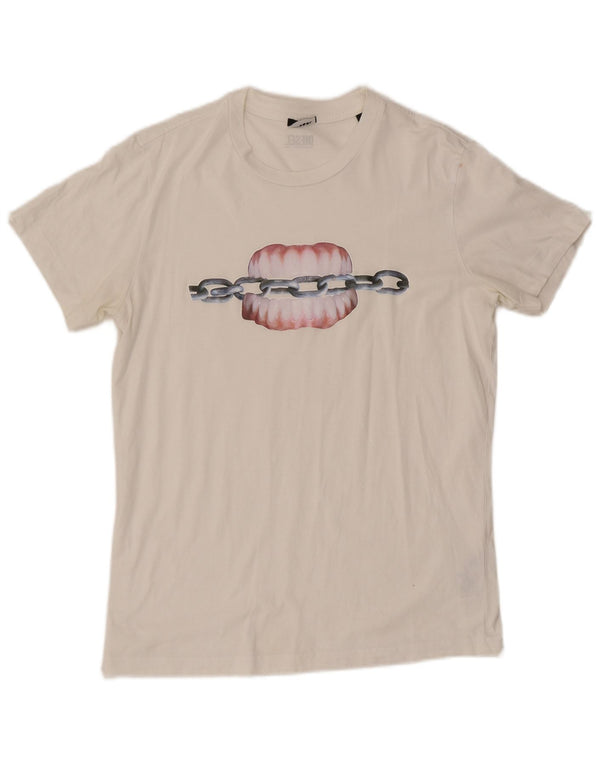 Diesel Camiseta masculina gráfica Top médio algodão branco
