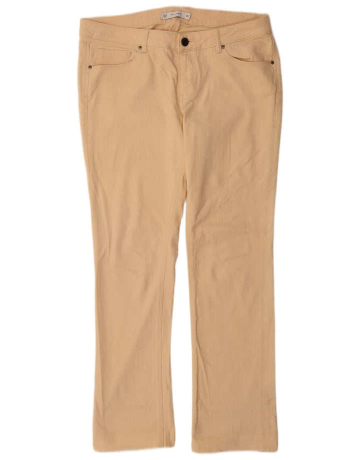 Calça jeans feminina Zara Bootcut EU 46 2XL W36 L31 algodão bege