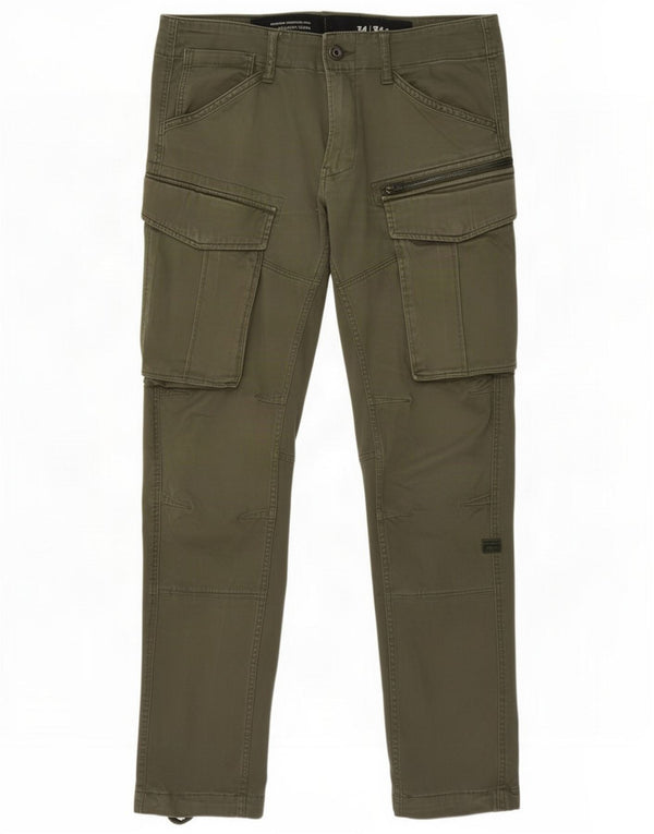 G-Star Mens Slim Cargo Calças W34 L34 Algodão Verde