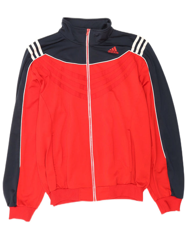 Adidas Mens Tracksuit Top Jacket UK 44/46 Grande Vermelho Colorblock Poliéster