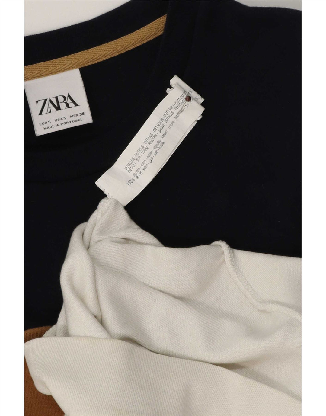 Zara moletom masculino jumper pequeno branco colorblock algodão
